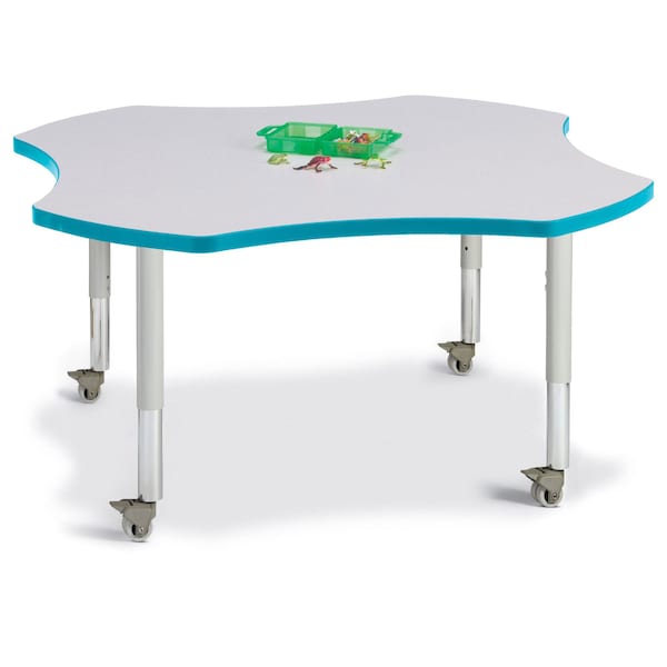 Berries Four Leaf Activity Table, Mobile, Freckled Gray/Teal/Gray